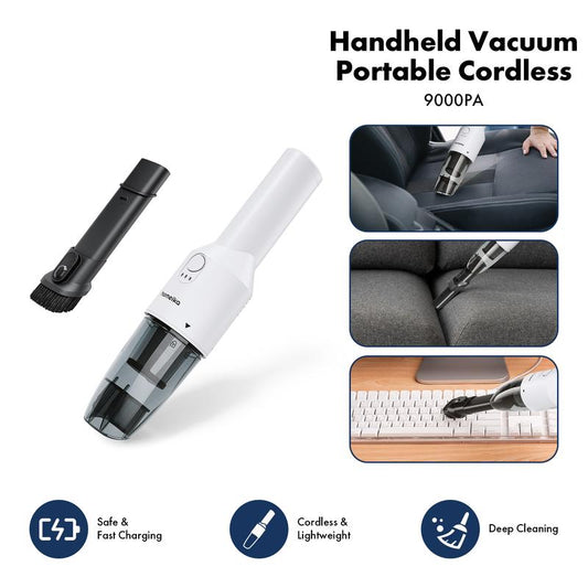 Homeika Handheld Vacuum Cordless Car Vacuum Cleaner, Car Vacuum Portable Cordless with 9000PA, LED Light, Fast Charge, Mini Vacuum, Hand Held Vacuum with 2 Filters