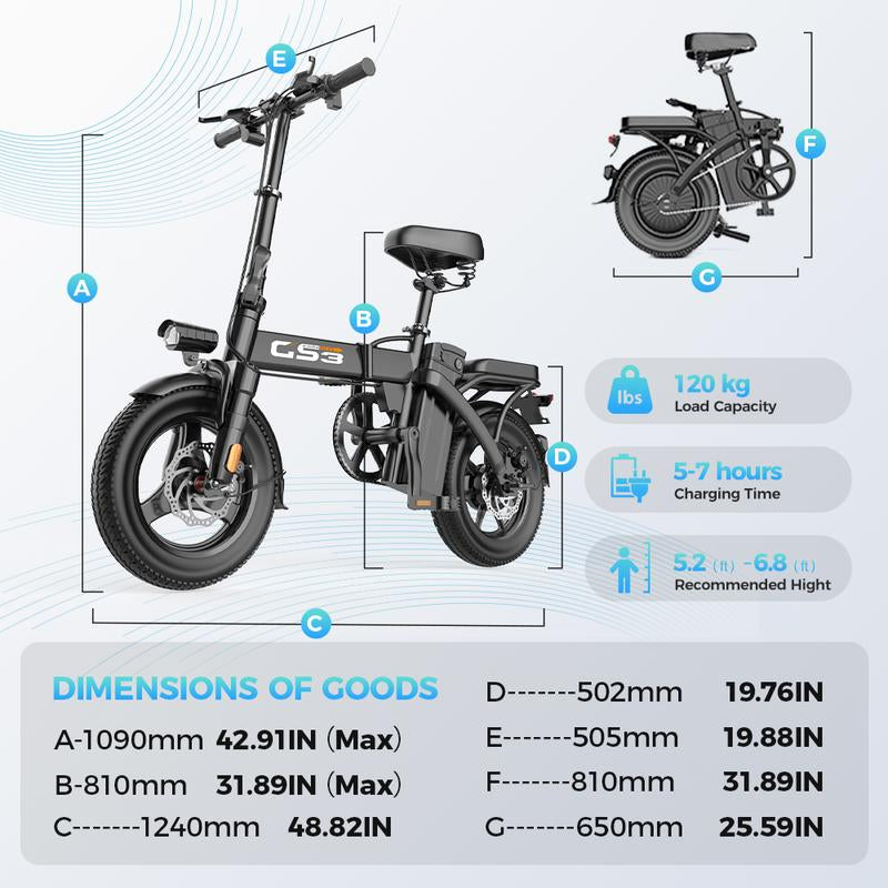 [TOOFLY]48V 15Ah Battery Peak 740W 14-Inch Tiresfoldable Electric Bikelong-Lasting Battery Portable Electric Bike, Commute and Compact Long Range Electric Bike for Adults,Lightweight Cheape Ebike Scooter for Adults 20 Mph,Traveling with Family,Cute Ebike