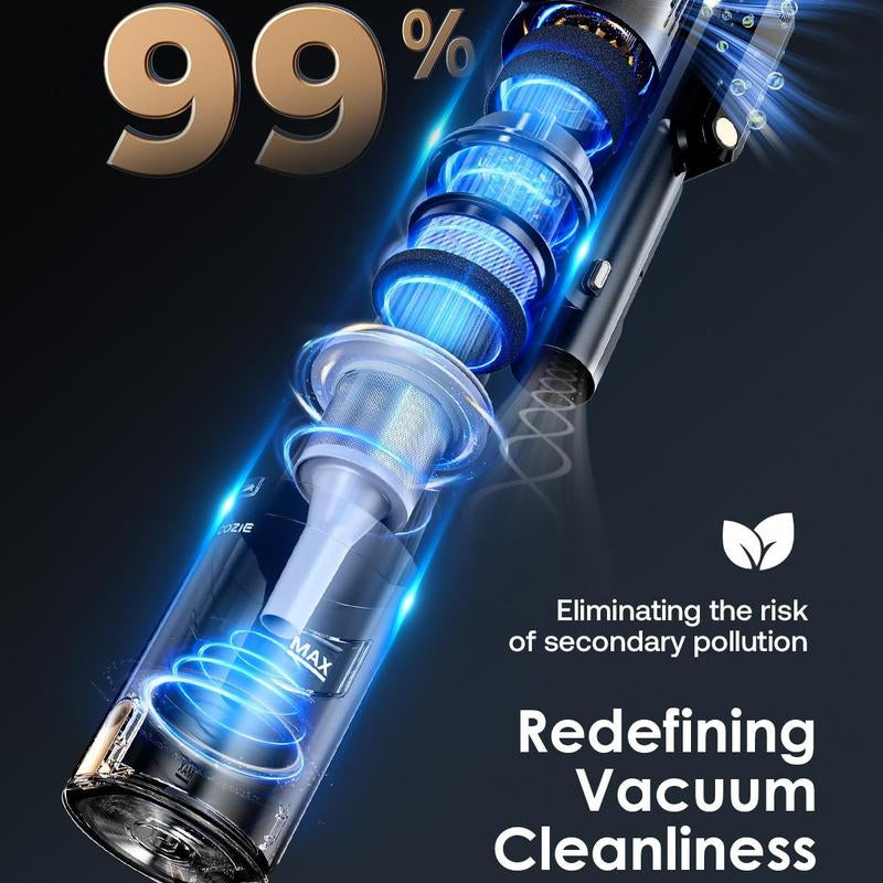 Trucozie Cordless Vacuum Cleaner-T352, 45Kpa 50 Mins Runtime Self-Standing Stick Vacuum Cleaners for Home, Powerful Suction, Lightweight, LED Touch Screen 8 in 1 Vacuum for Pet Hair, Carpet, Hardwood Floor