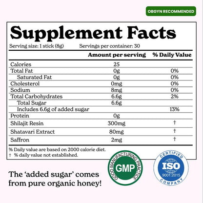 2 Packs of Women Multi-Mineral Honey Sticks | Betteralt She-Lajit Strawberry Flavor | Shilajit, Shatavari & Saffron | Hormonal Balance & Energy - 60 Honey Packs