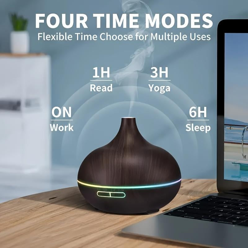 550Ml Diffuser with Remote Control Wood Grain Timer, Cool Mist Humidifier for Large Room with 6 Oil Set